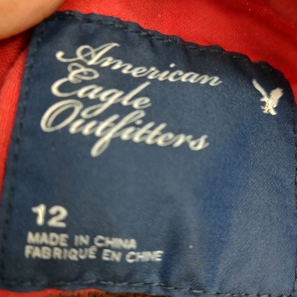 Vtg 09' American Eagle Women's 12 Dark Pink Plaid Long Sleeve Lined Button Up - Picture 9 of 16